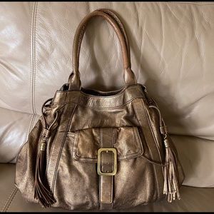 Cole Haan Bronze Metallic Leather Shoulder Bag Purse